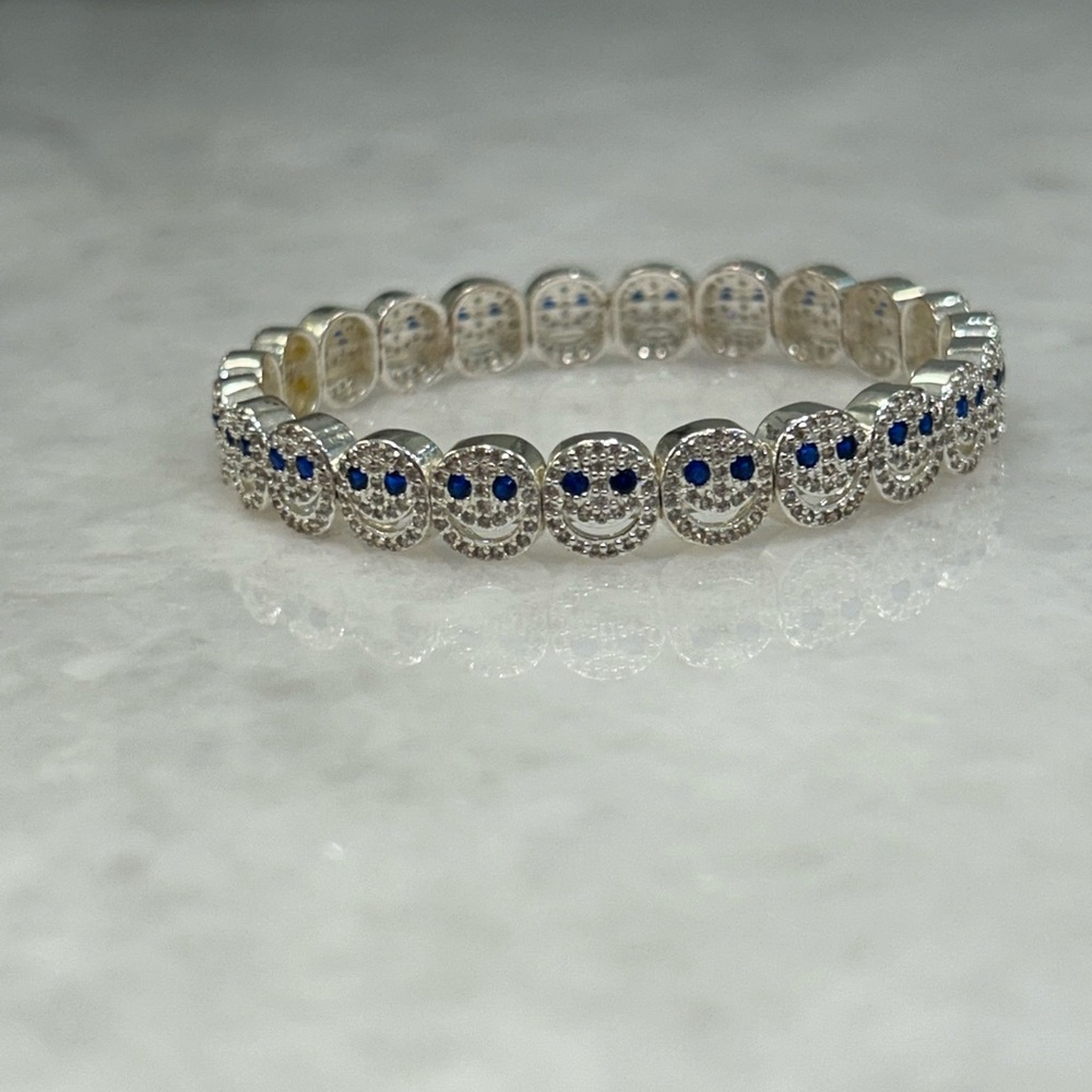 Elegant but Fun Bling Silver and Blue Bracelet